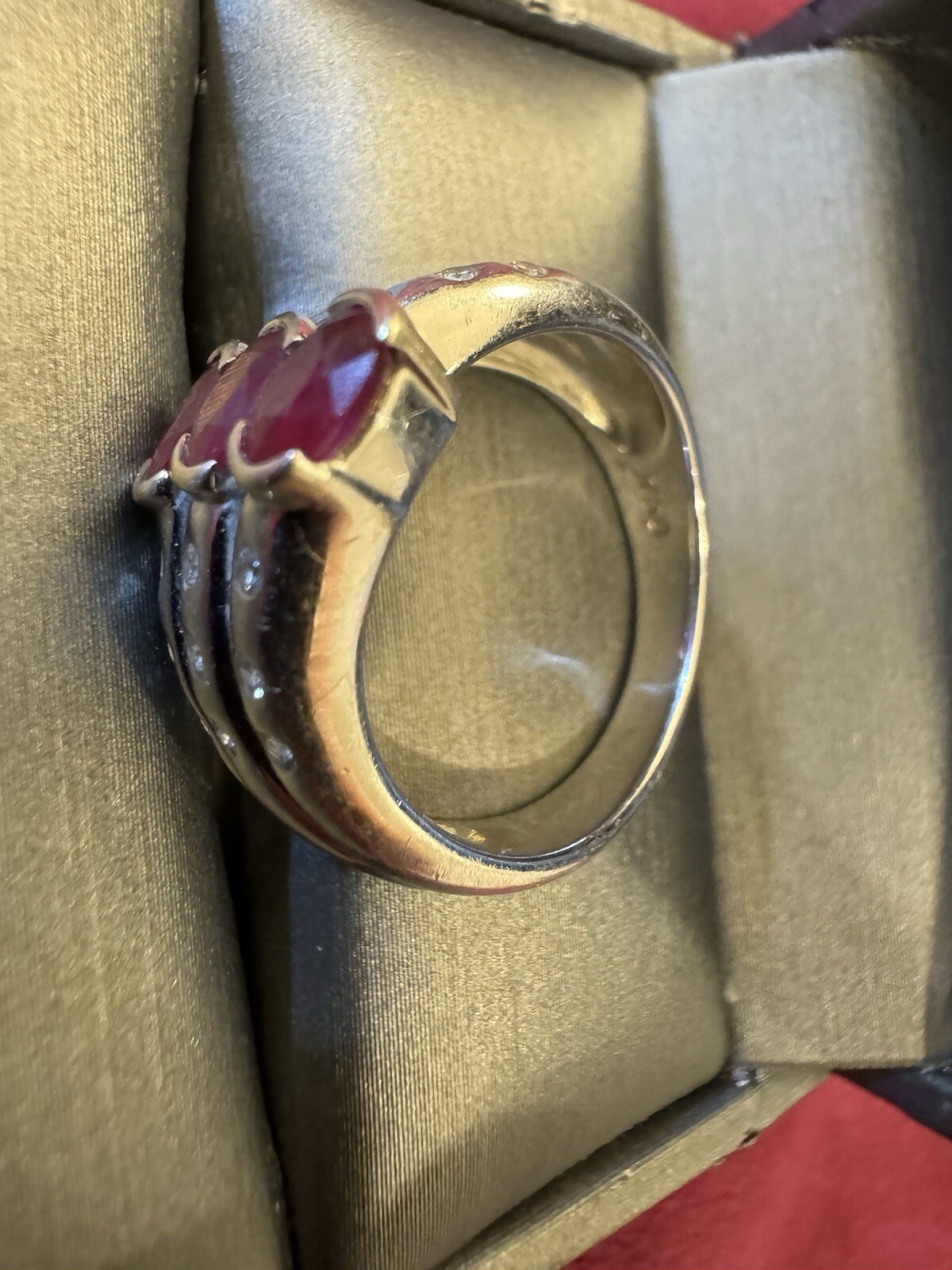 18k Solid White Gold And Ruby Ring 7 Grams Size 6… - image 10