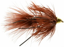 Fly Fishing Flies (Bass, Trout, Salmon) Conehead Rubber Leg Bugger Brown (x 6)