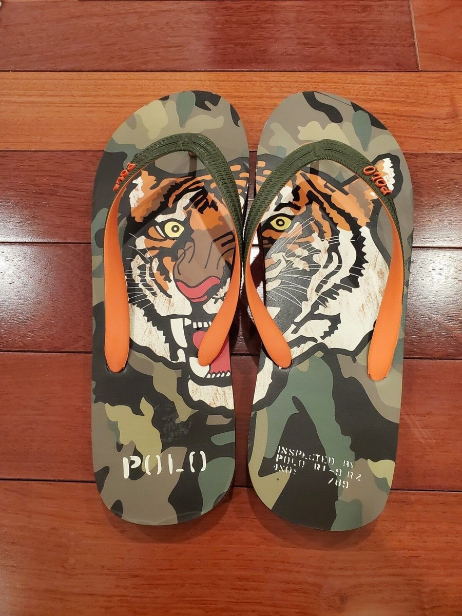 NWT POLO Ralph Lauren WHITLEBURY II FLIP FLOPS Tiger CAMO  display picture 1