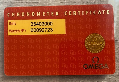OMEGA - Chronometer Certificate - 35403000 - Speedmaster Split-Seconds