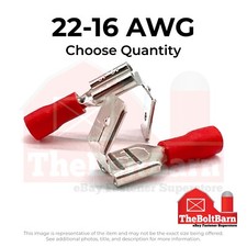 Red PVC/Vinyl Piggy Back Crimp Connectors Terminals, AWG 22-16