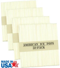 200 Sticks - USA Made by AMERICAN ICE POPS - Freezing Frozen Cream Treat Wooden 