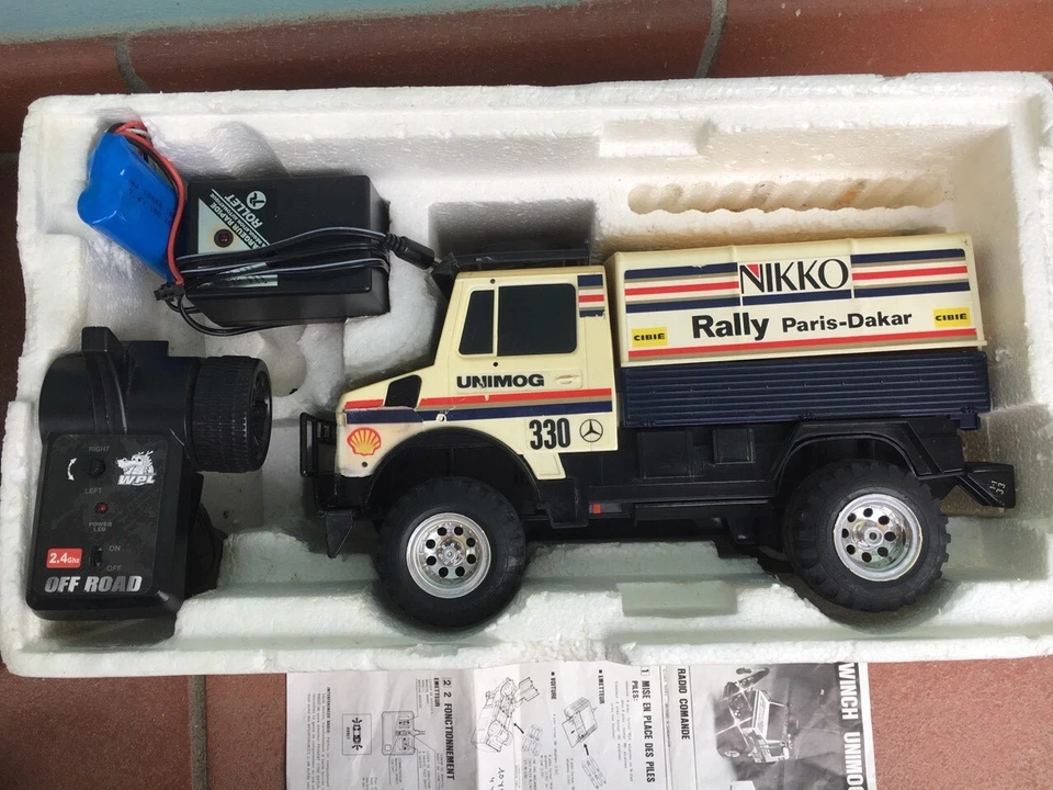 NIKKO Unimog Paris Dakar 1/16 Boxed w New electronics Vintage Raro - Immagine 2 di 4