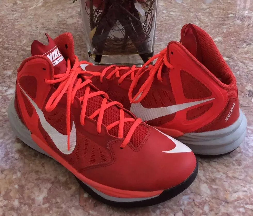 Nike Prime Hype DF II Men s Red White Basketball Shoes Size 9.5 683705 600 EUC