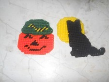 HANDMADE PLASTIC CANVAS HALLOWEEN MAGNETS SET OF 2