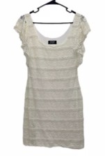 Guess Bodycon Ruffle Lace Ivory Lined Dress Size Mediums Woman’s