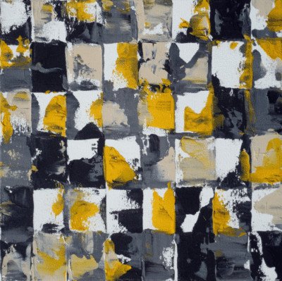 Abstract Art Printed Canvas Wall Art Yellow Grey Solid Pine Frame Ready To Hang