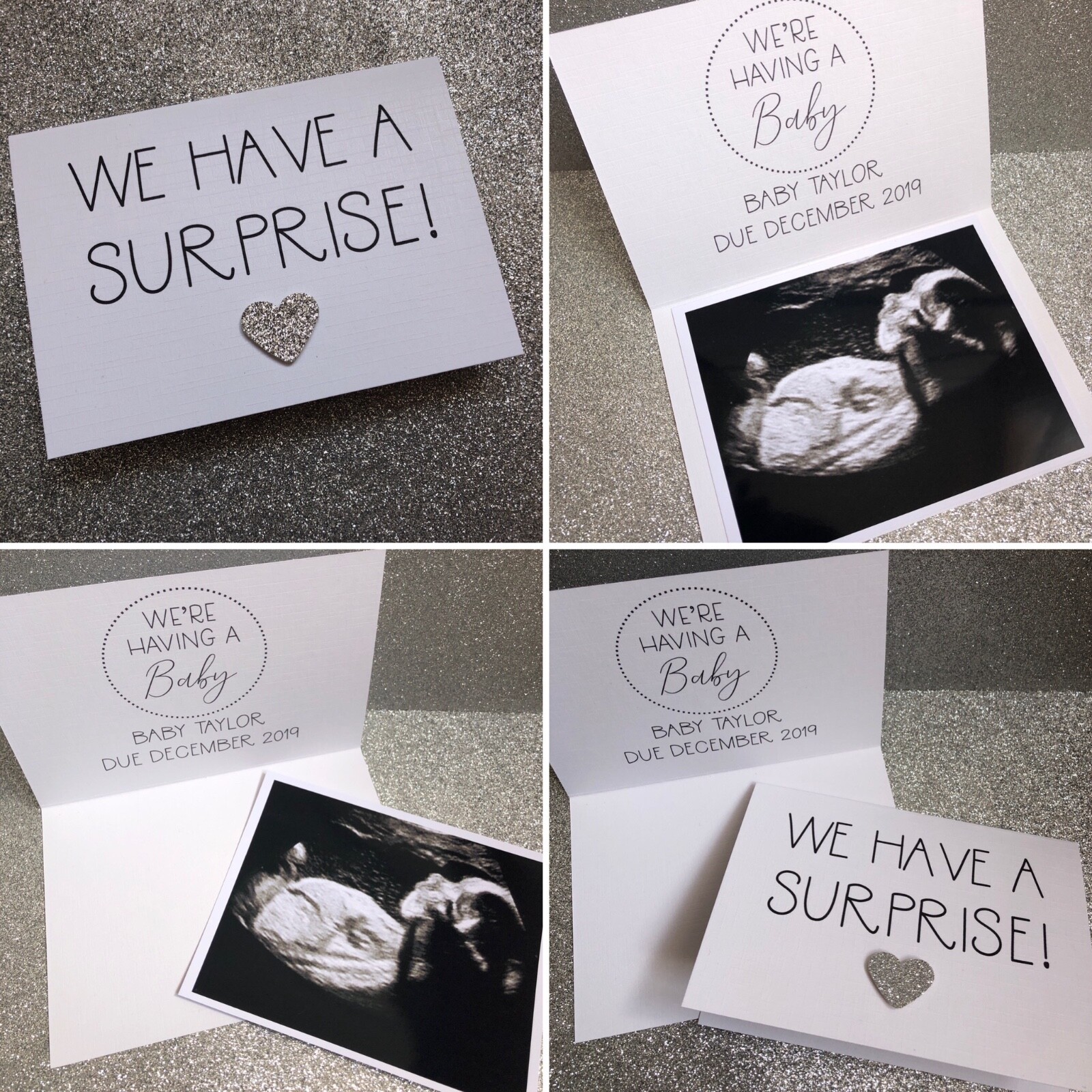 Personalised Scan Pregnancy Announcement Card / Baby Announcement