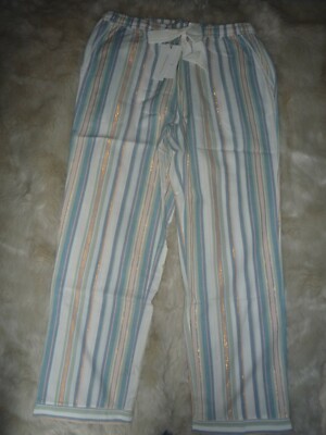 Fat Face Cotton Pyjama Bottoms Stripe Sparkle Pants Lounge BNWT