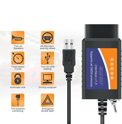 Wired Auto OBD2 Codeleser ELM327 V1.5 USB modifizierter Scanner HS/MS CAN