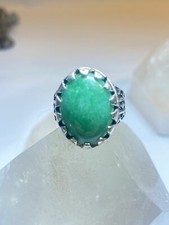 Green stone ring size 8.75 sterling silver men women