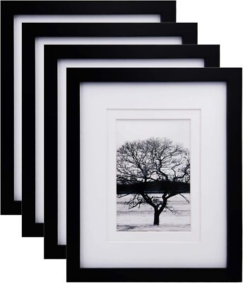 8x10 Picture Frames 4 PCS, Made of Solid Wood Display (Black)
