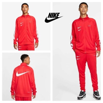 NWT $90 NIKE MEN L Sportswear LOGO Swoosh LOOSE FIT Track Performance Jacket RED