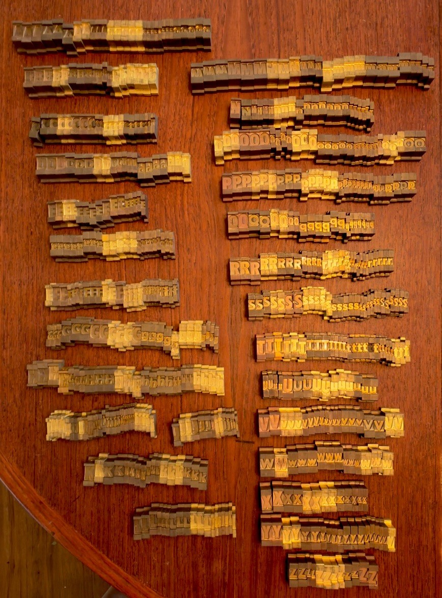 Huge ~550+ Pc Ludlow Brass Matrix Set - Block / Sans Serif Alphabet Matrices