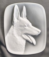 Rare Vtg 1960s Alka Kunst German Shepherd 6.5" X 5.5" Porcelain Wall Plaque 373