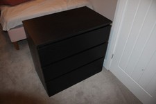 IKEA Malm Chest Of 3 Drawers Black-Brown, Excellent Condition