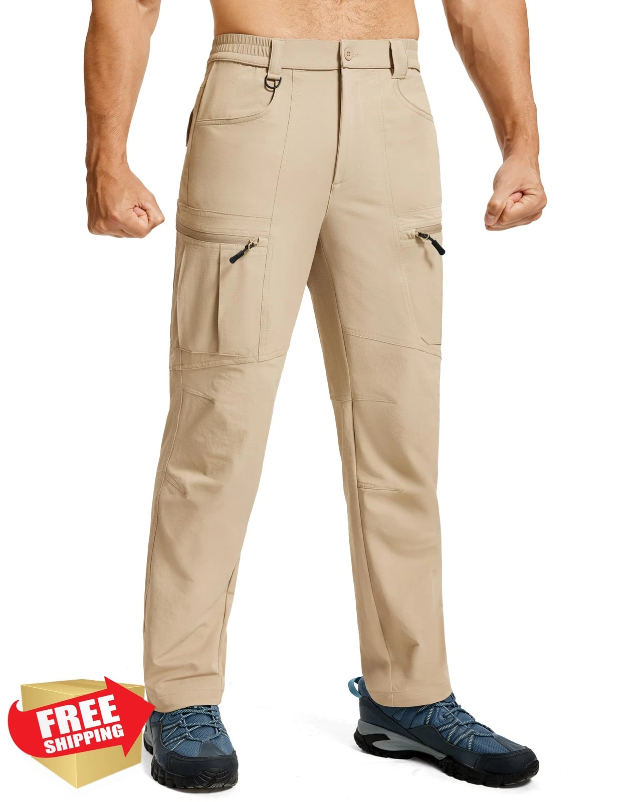 Men's Hiking Pants Waterproof Quick Dry Nylon Cargo Work Pants 6 Pockets