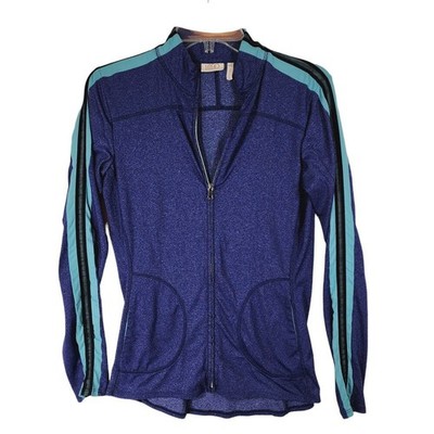 LOGO Lotus Lori Goldstein Athletic Jacket XXS Women Blue teal Melange Knit Sport