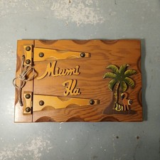 VTG Miami FL Wooden Scrapbook Photo Album Memory Keeper 12 x 7.75 Flamingo Palm