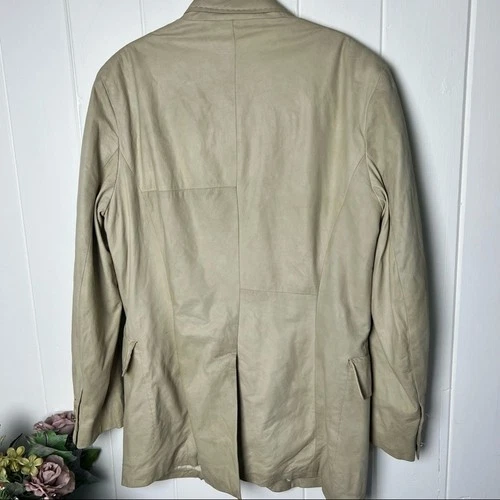 Paul Smith Leather Jacket Blazer Mens Medium 40 Taupe Made In Italy Sport Coat image 3