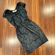 Dress The Population Black Dress Sequin Bodycon Short Sleeve Party NYE Size S