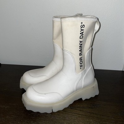 Off-White Virgil Abloh  For Rainy Days  Boots Women s  Size 37 Damaged #
