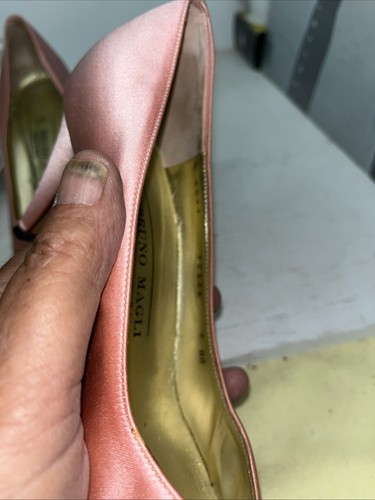 Vtg Bruno Magli 2.5 Inch Heels Size 7 AA Pink Kim Vhite Style 12920 With Box - Picture 4 of 13