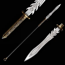 Handmade 68" Chinese Manganese Steel Dragon Spear Kung Fu Sword ~ Detachable Rod