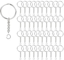 100Pcs Key Ring with Chain and Open Jump,1 inch Split Round Keychain Rings