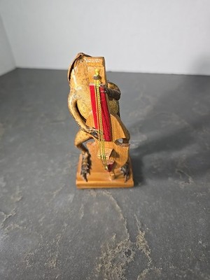 Taxidermy Mexican Band Frog Playing Stringed Instrument Base Or Cello 5'' High