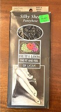 Vintage Fruit Of The Loom Silky Pantyhose Navy Cotton Crotch Sandalfoot Size A