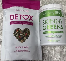 SKINNY FIT SKINNY GREENS (GREEN APPLE) + Detox Energizing Tea Blend Peach Flavor