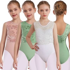 Kids Girls Leotard Sleeveless Jumpsuit Dance Bodysuit Velvet Printed Round Neck