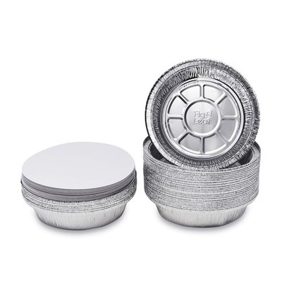 Fig & Leaf (60 Pack) Premium 7-Inch Round Foil with Board Lids, Silver 