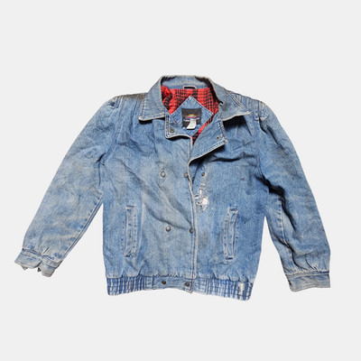Vintage Rainbow Ridge Double Breasted Distressed Jean Jacket M Grunge Thrashed