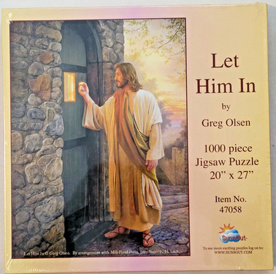 SunsOut ''Let Him In'' Jigsaw Puzzle 1000 Pieces Greg Olsen Jesus  Religious NEW