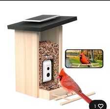     Smart Wooden Bird Feeder w/ Camera  Solar, AI ID 6000 Species, Ebony  grt  