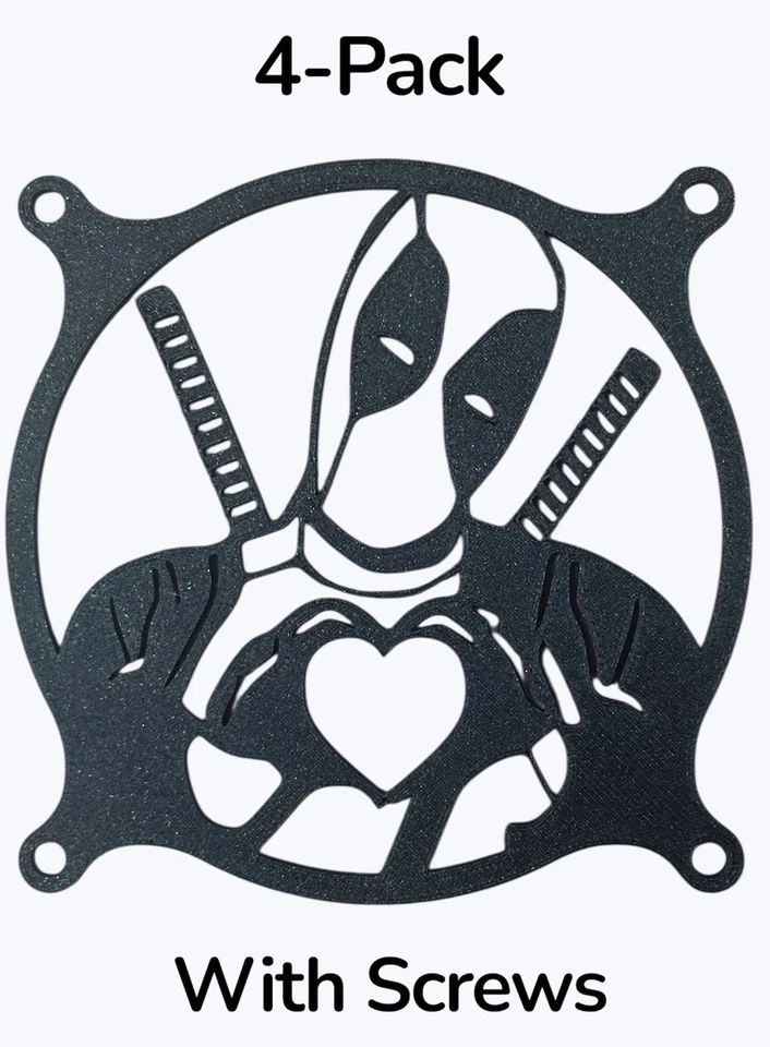 Cubierta de parrilla de ventilador de 120 mm DeadPool (paquete de 4 negros) parrilla de ventilador de 120 mm Foto 3 de 3