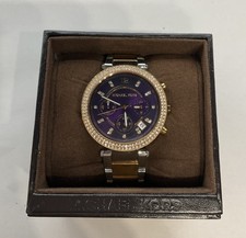 Michael Kors Model MK6108 Two Tone Watch With Crystal Bezel READ