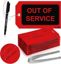 100 PCS Out of Service Tags with Wire 3 X 5 Inch Waterproof Red Equipment Repair