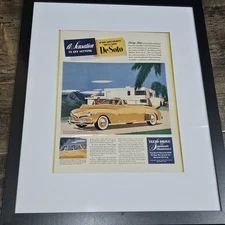 VTG 1941 DeSoto Framed Car Advertisement Mopar Luxury Auto Wall Art Man Cave