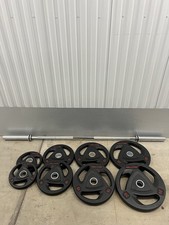 100KG Olympic Tri-Grip Weight Plates Set 2” Rubber Coated Weights + 6ft Bar Gym