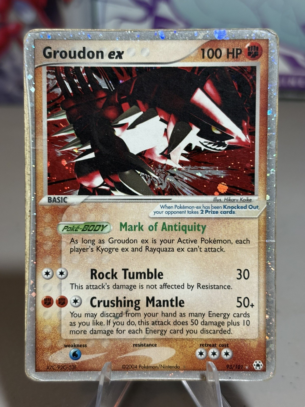 2004 Pokemon EX Hidden Legends Groudon ex 93/101 Ultra Rare DMG / CREASED / HP