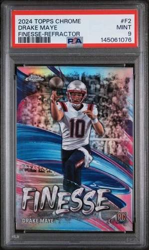 2024 Topps Chrome Drake Maye #F-2 Finesse Refractor RC Patriots PSA 9