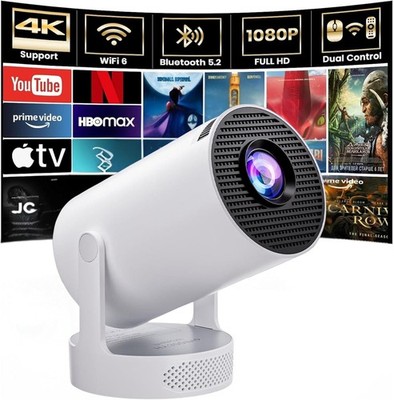 Mini Beamer mit WIFI 6 und Bluetooth, 4K 1080P Unterstützung tragbar weiß 