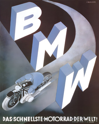 BMW Motorrad Poster 1930 - World s Fastest Motorcycle -...