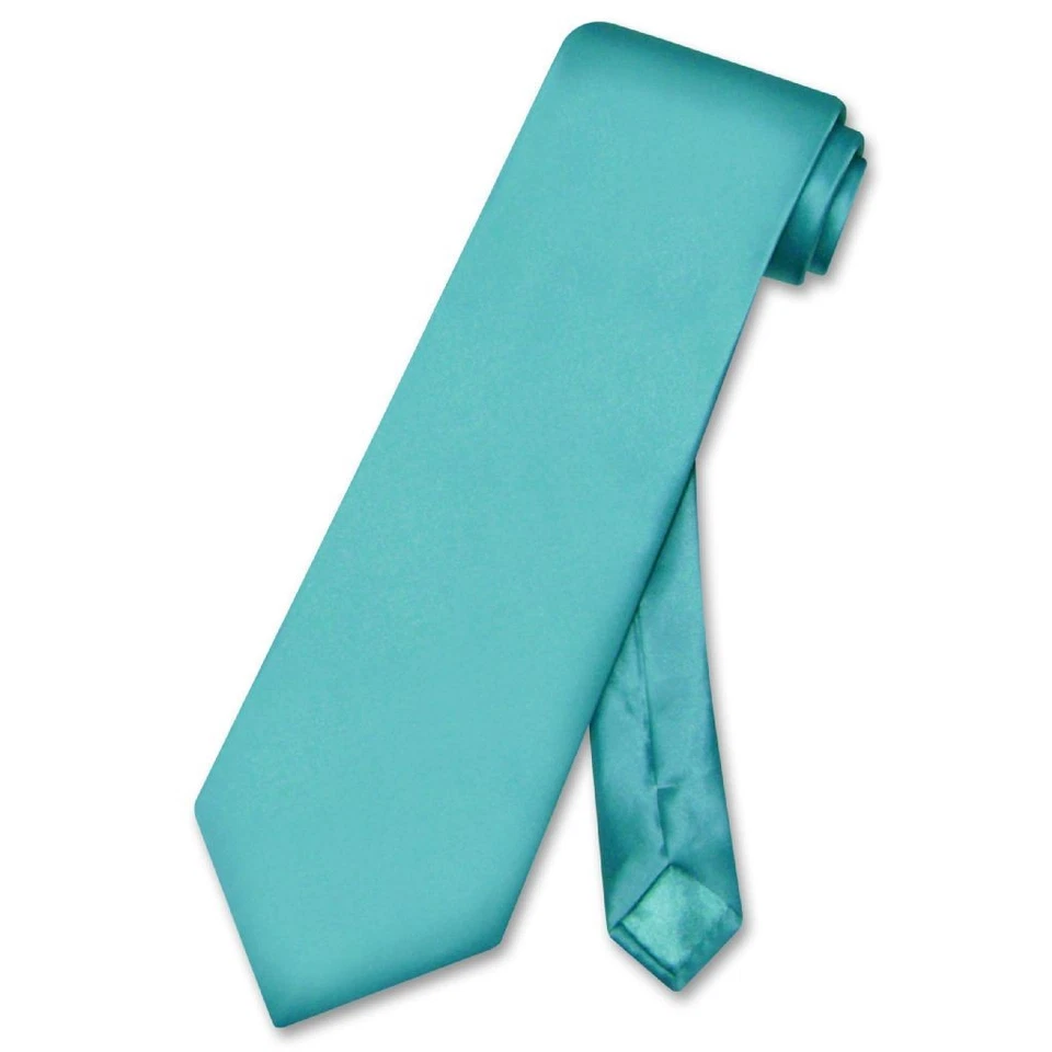 Biagio Men's SILK Dress Vest & NeckTie Solid TURQUOISE AQUA BLUE  Neck Tie Set - Image 3 of 4