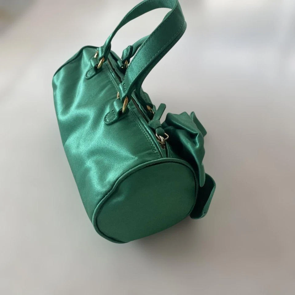 Valentino Garavani Hand Bag Tote Purse Boston Bag Satin Green Authentic - Image 2 of 4