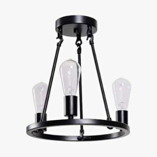 Hampton Bay Stratton 14in Black 3-Light Semi-Flush Mount Dimmable HDP00007
