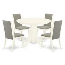 East West Furniture Shelton 5-piece Wood Kitchen Set in Linen White